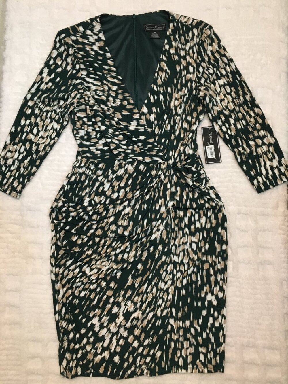 NWT Jessica Howard Women Sheath Midi Dress 6 Petite Mid-Length Sleeve Green